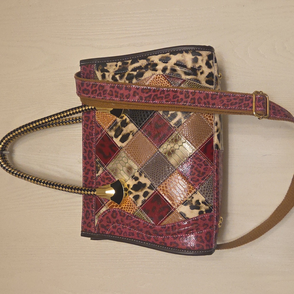 Stunning Multicolor Patchwork Leather Handbag, Eu… - image 5